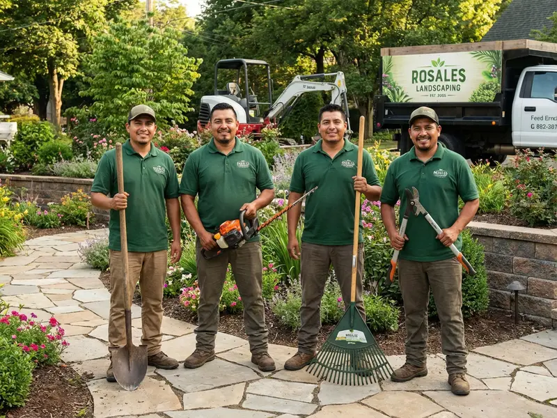 Rosales Landscaping team at work on a project